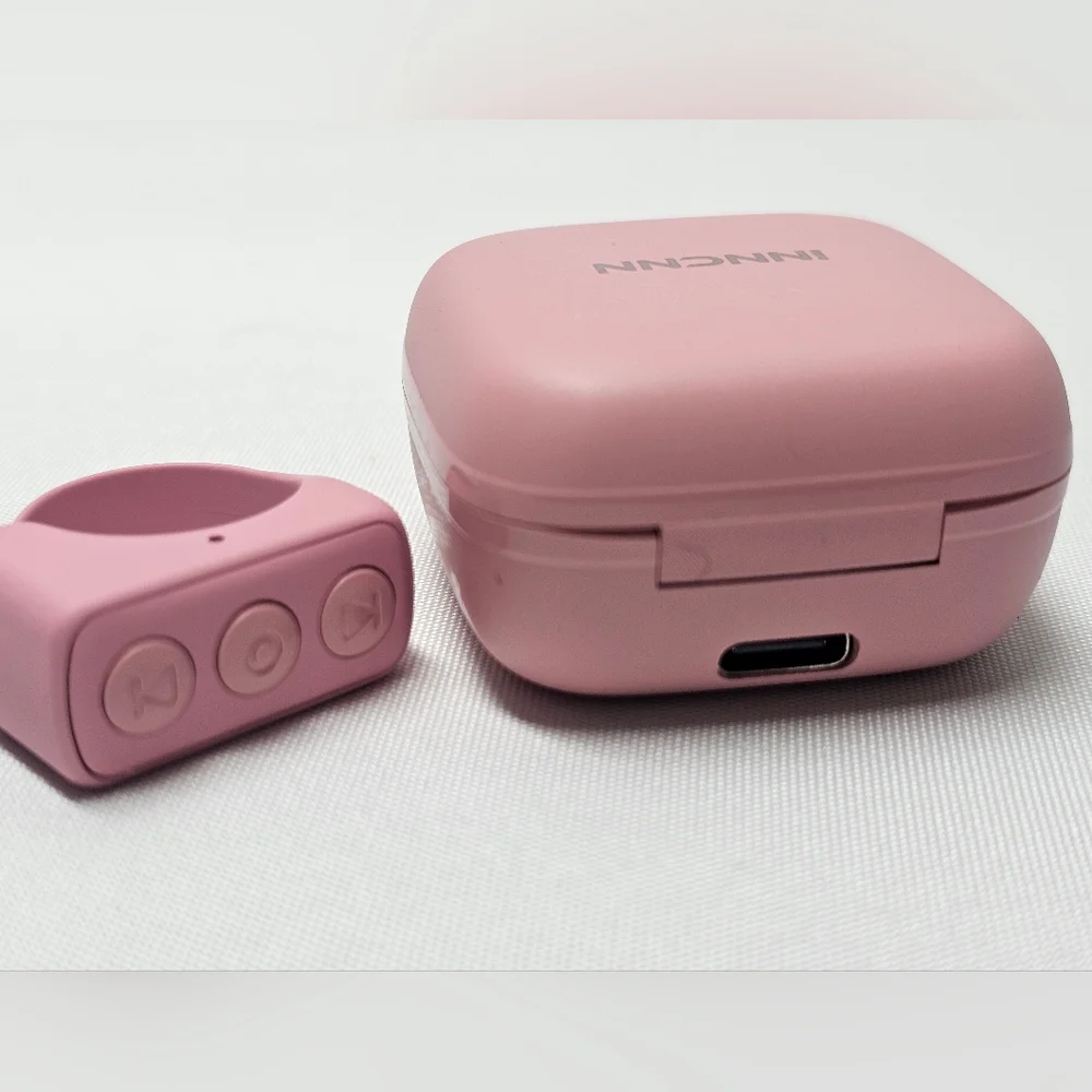 Pink Wireless Scrolling Ring with Charging Case